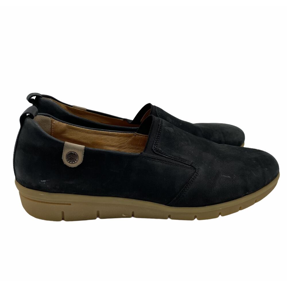 Hartjes Black Suede Leather Loafers Size 6 Comfort Walking Shoes Slip On EUC